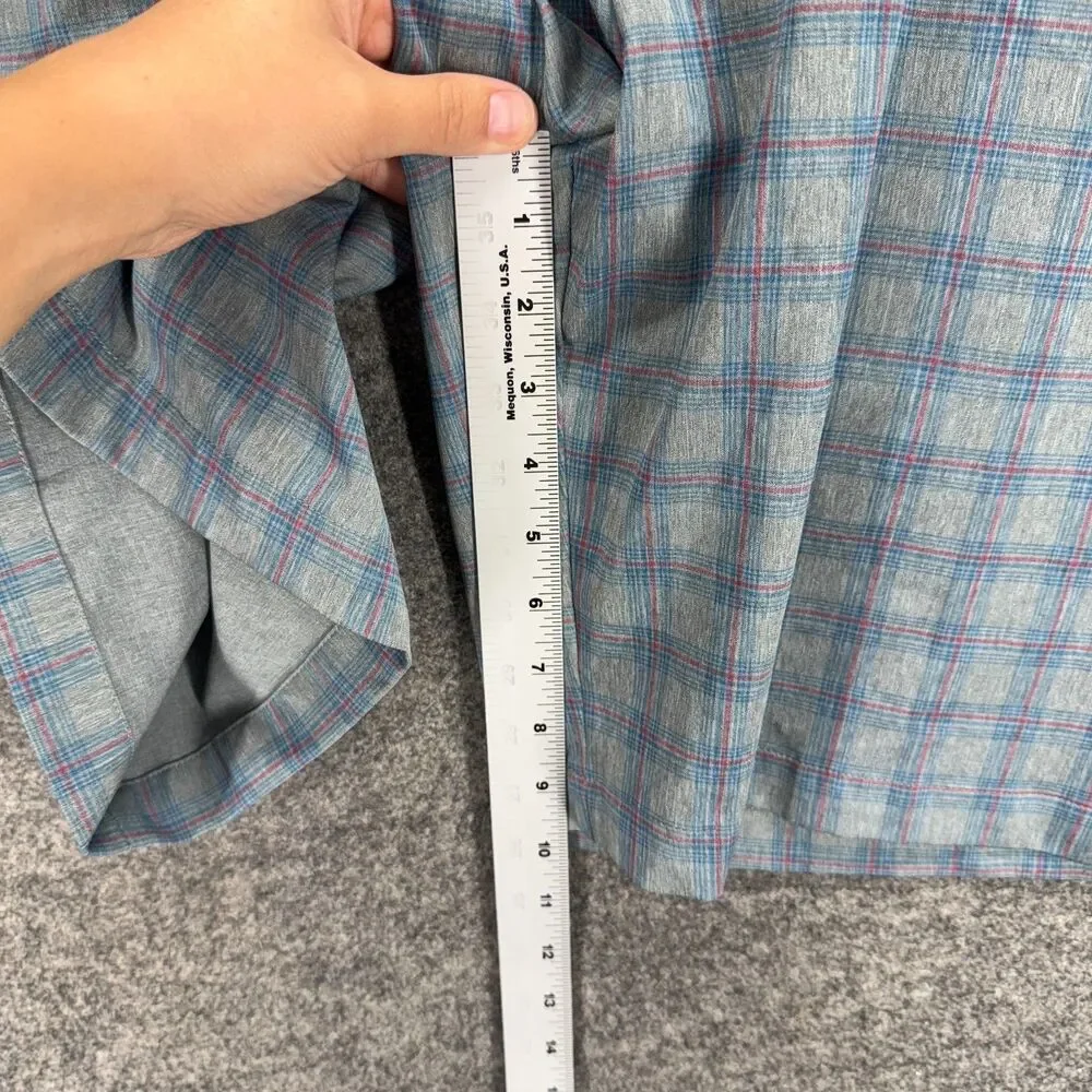 Greg Norman Shorts Men 36 Gray Plaid Mid Rise Bermuda Flat Front Pockets Regular